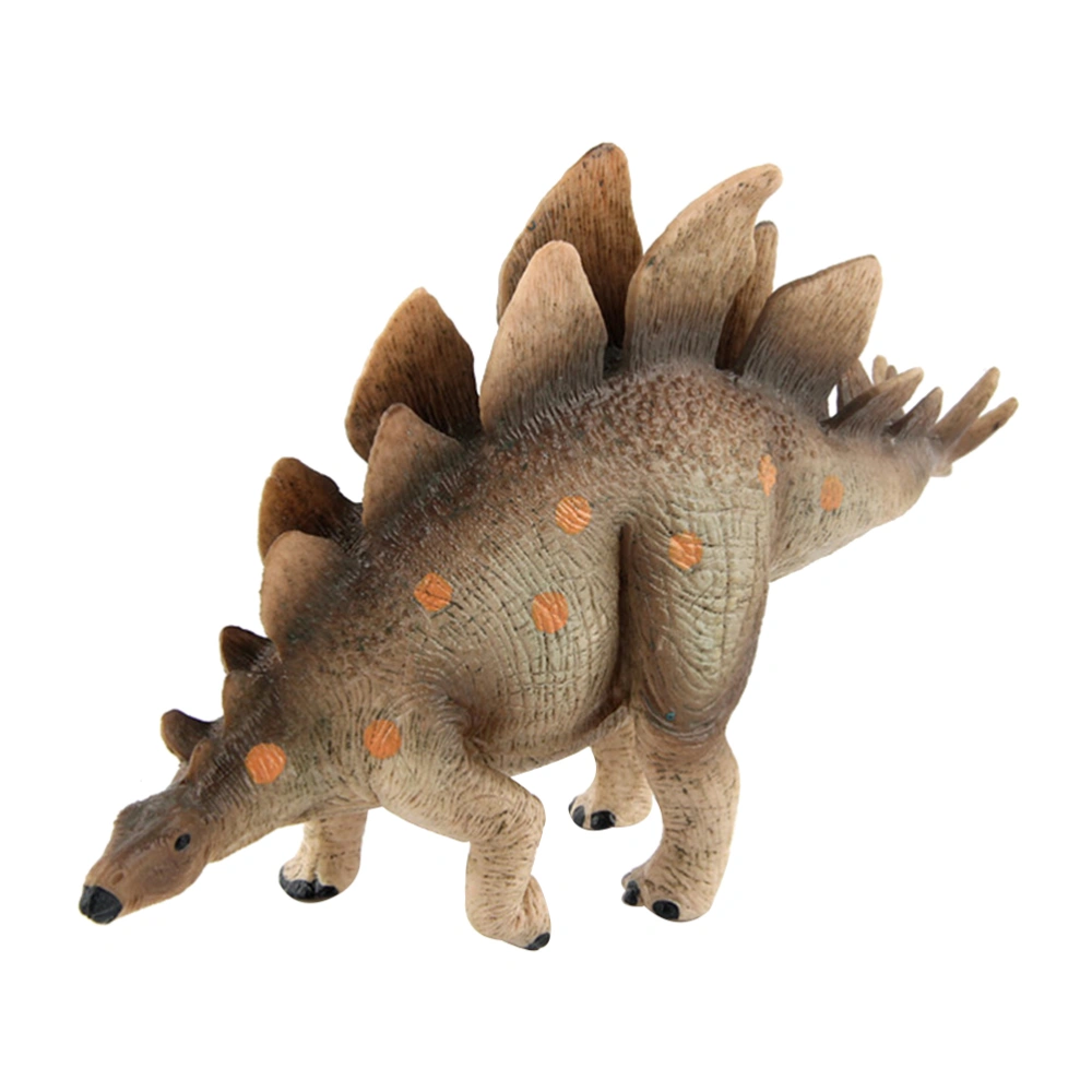 1pc Stegosaurus Model Plastic Dinosaur Model Jurassic Period Ancient Animal Craft Desktop Ornament (Light Brown)