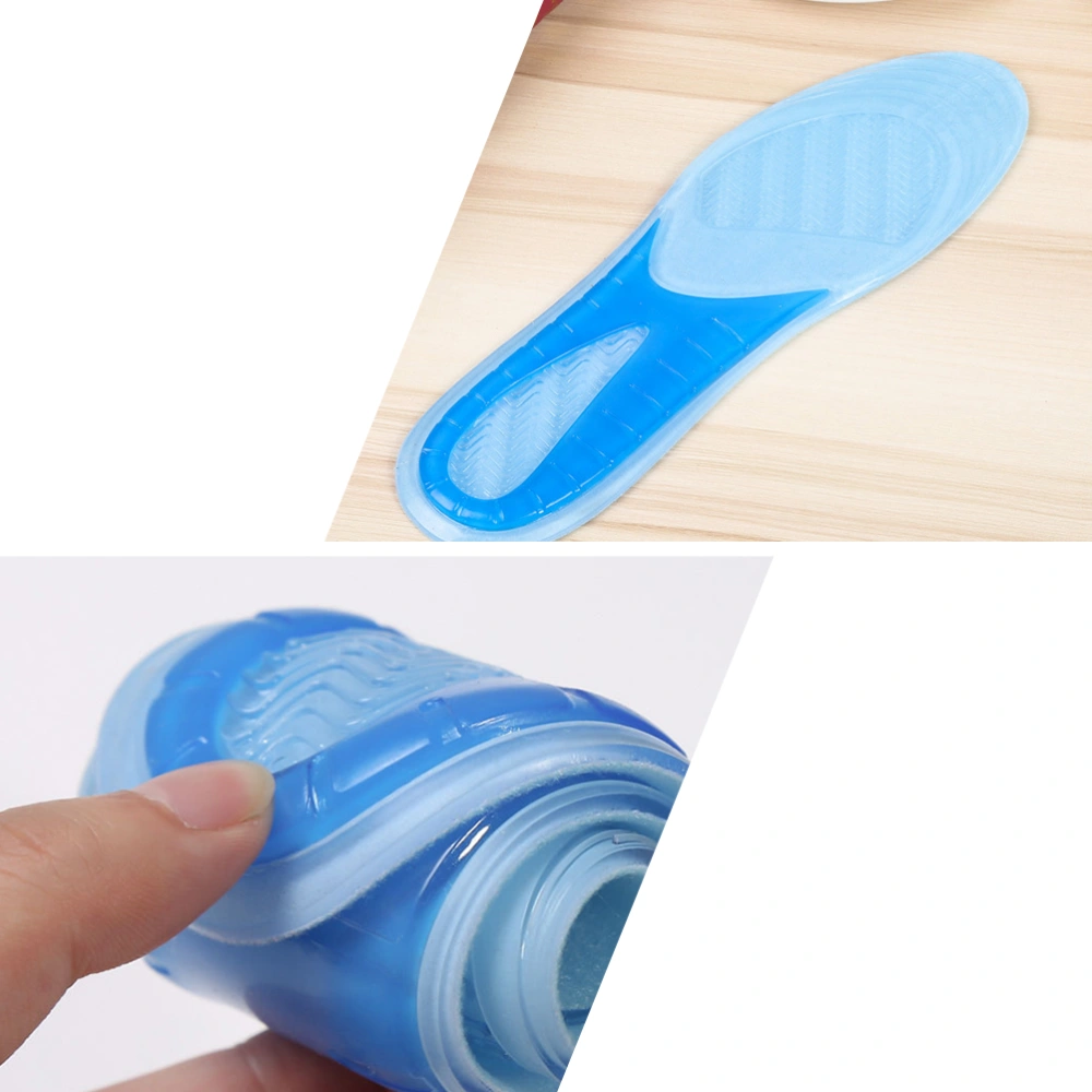 1 Pair Gel Insoles Thickening Sports Shoes Pad Spring Summer Running Insoles Non-slip Sweat Absorbing Insoles Breathable Anti-pain Shoes Cushion for Men Women (Blue Male Style 41-48 Cutable)