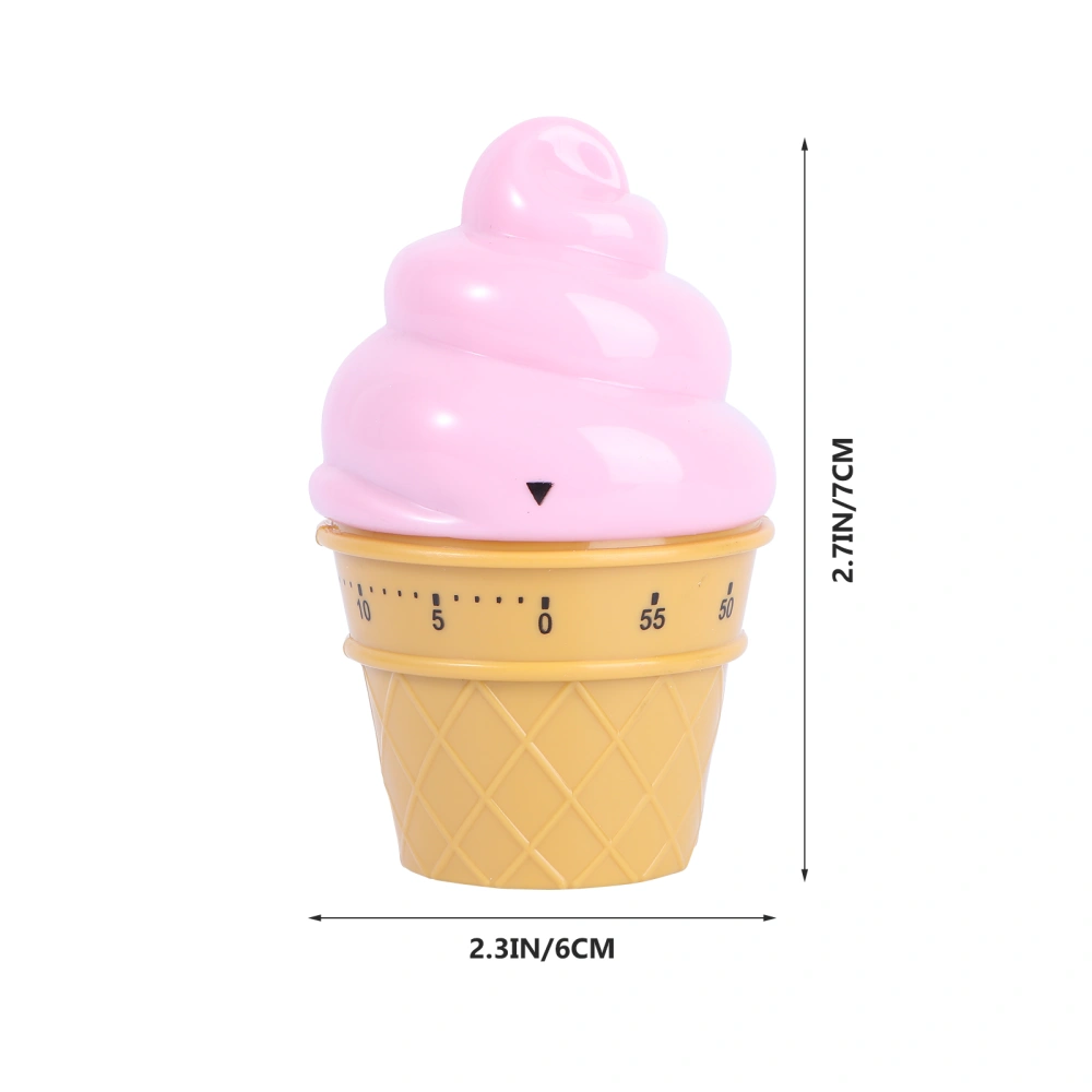 1PC Funny Ice Cream Mechanical Timer Practical Kitchen Timer Reminder (Pink)