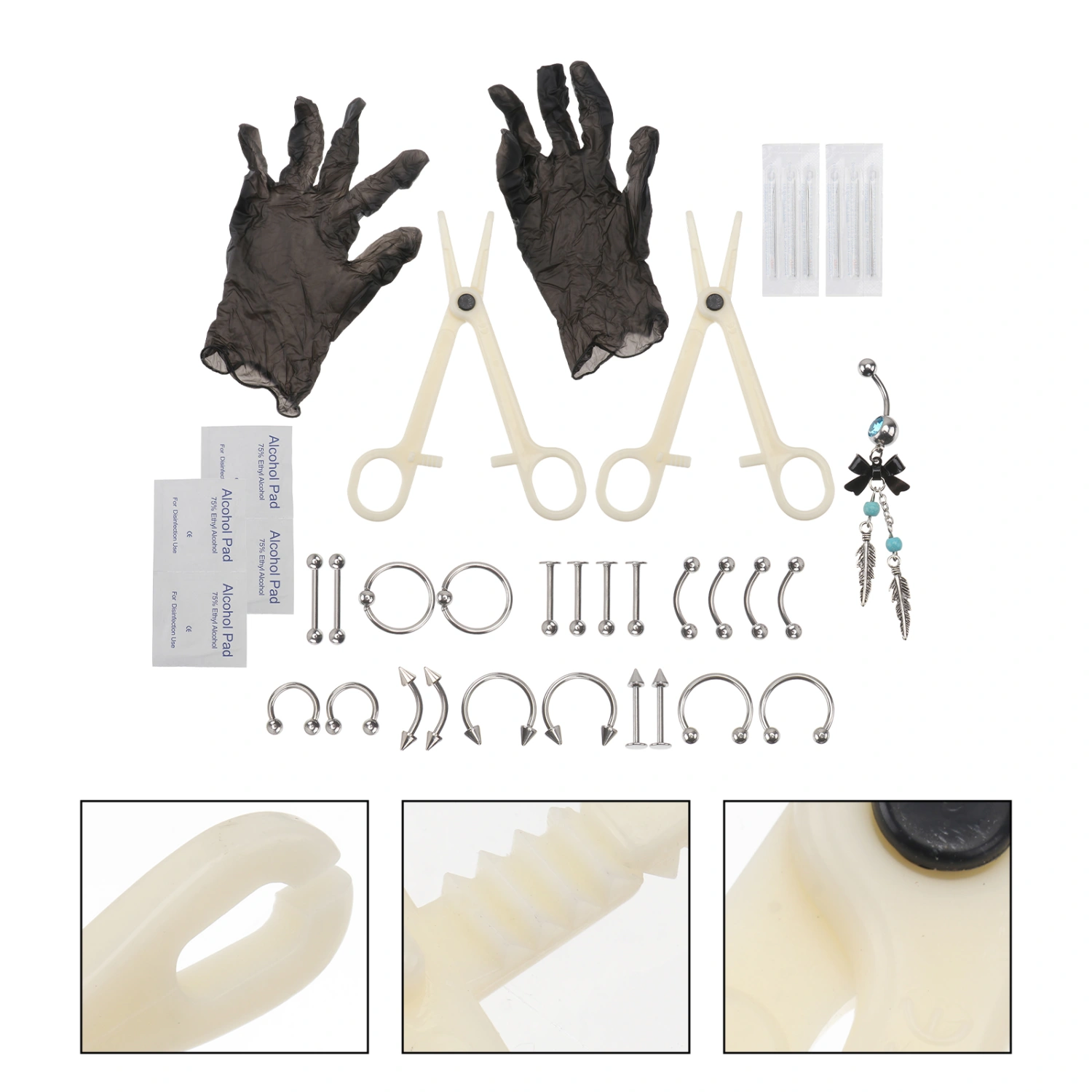1 Set Stylish Nose Jewelry Piercing Tools Set Body Piercing Needle Clamp Kit