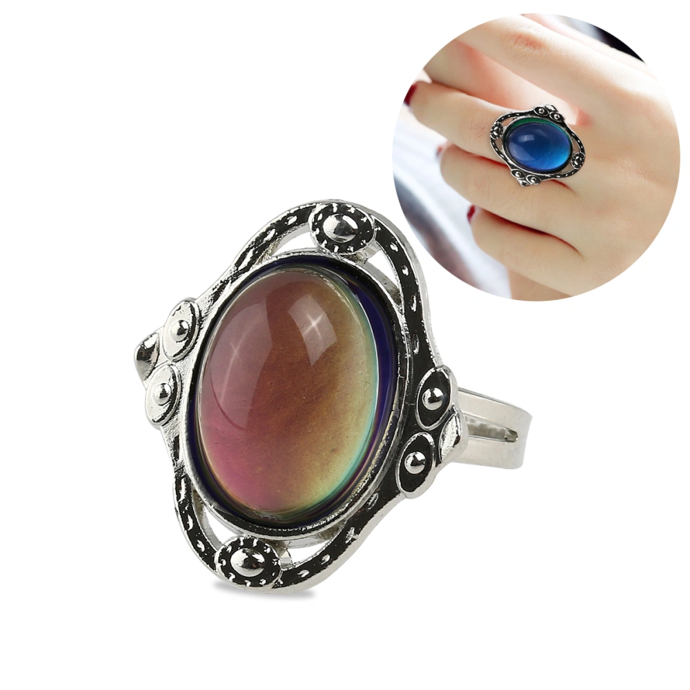 TINKSKY Adjustable Oval Color Changing Mood Ring Finger Ring