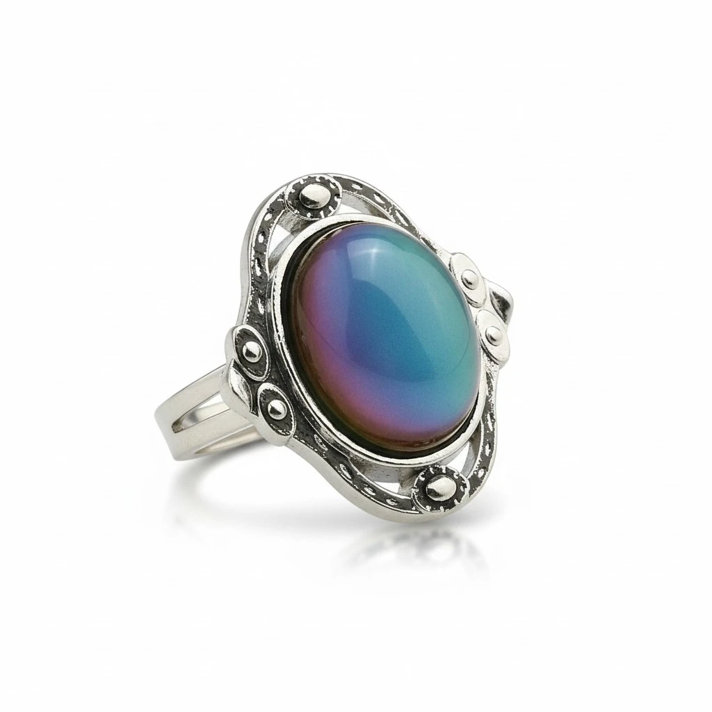 TINKSKY Adjustable Oval Color Changing Mood Ring Finger Ring