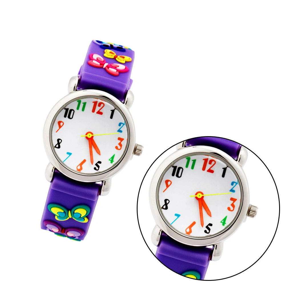 3D Waterproof Watch Pattern Wrist Watch Kids Cartoon Wristwatch Fashion Sports Watches Purple
