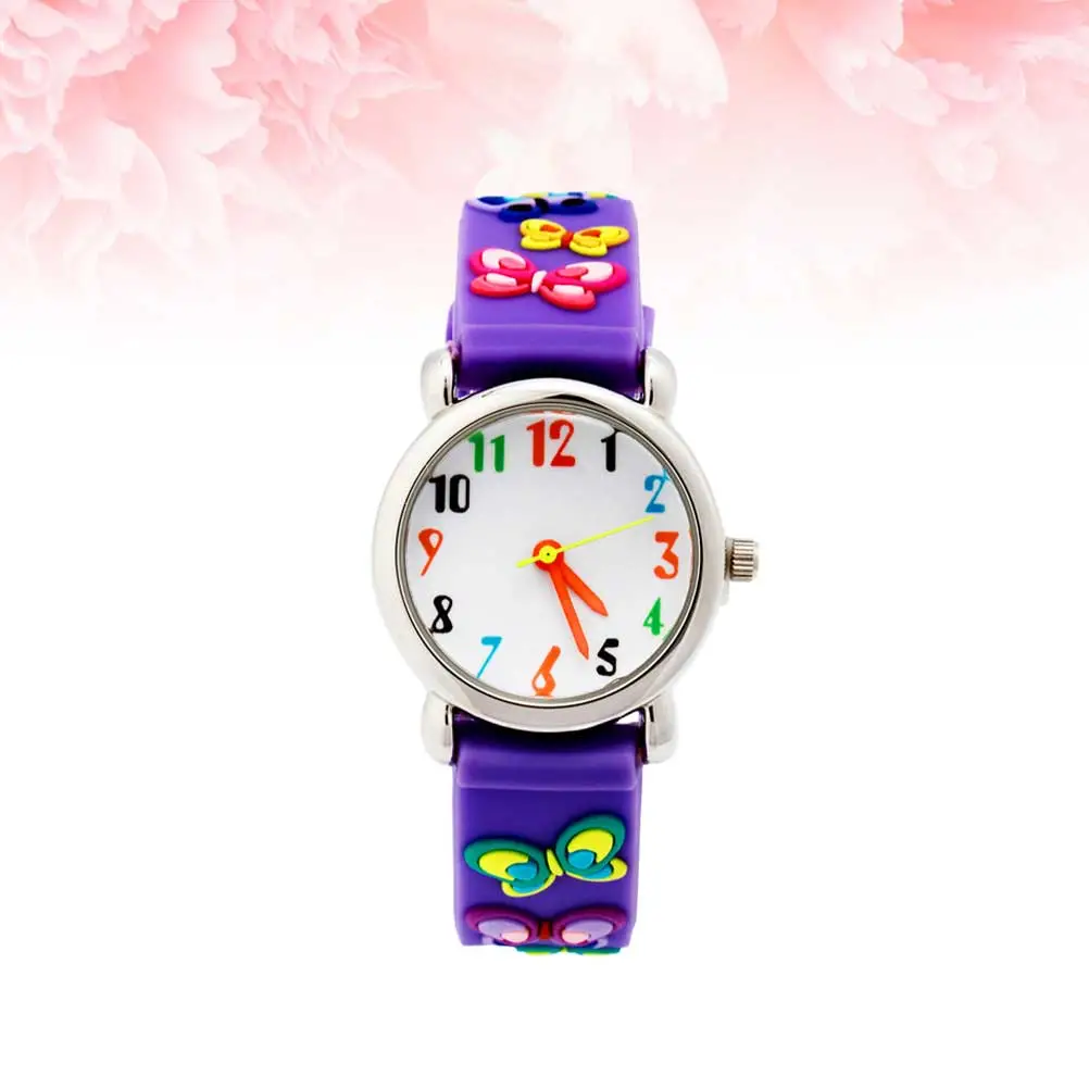 3D Waterproof Watch Pattern Wrist Watch Kids Cartoon Wristwatch Fashion Sports Watches Purple