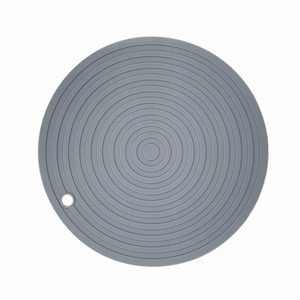 Large Size Table Desk Placemats Round Silicone Coaster Bowl Pad Dish Plate Mat Kitchen Non-Slip Heat Resistant Insulation Table Mat (Grey)