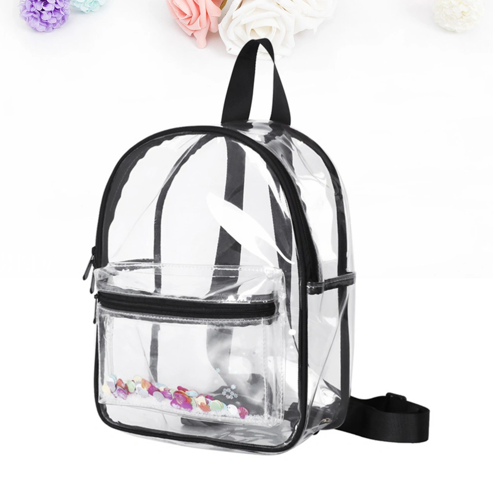 1PC Transparent PVC Backpack Waterproof Schoolbag Satchel for Girls Students Lady (Black)