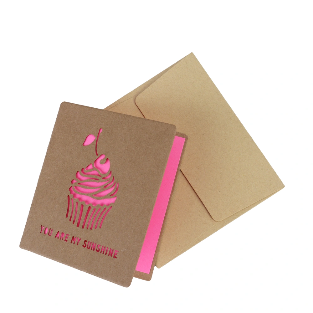 10PCS Vintage Kraft Paper Icecream Hollow Out Handmade Greeting Cards For Valentine's Day Birthday Mother's Day Christmas Wedding Engagement Invitation Cards