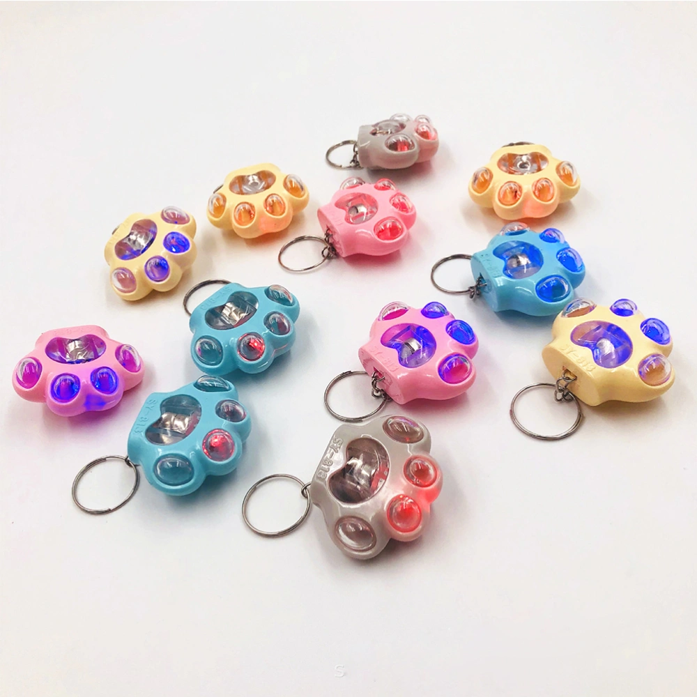 10pcs Cat Claw Design Keychain LED Luminous Key Holder Unique Key Ring Key Decoration for Daily Use (Assorted Color)