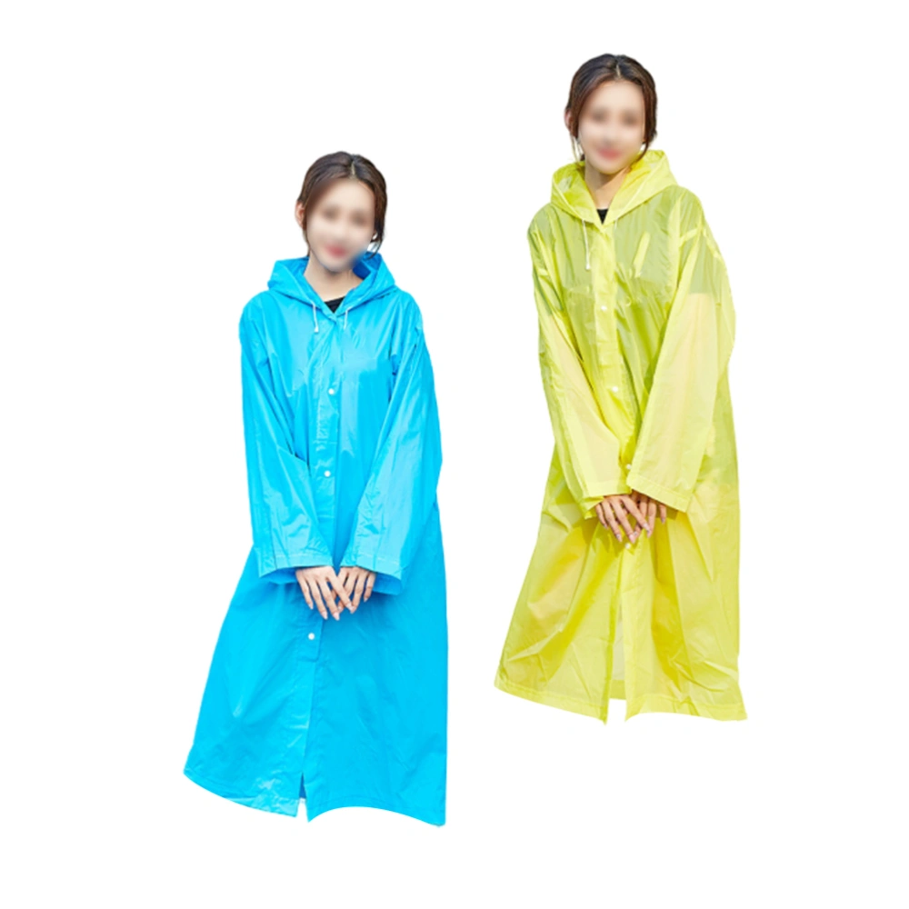 2PCS Non-disposable Adults Raincoat Lightweight Rain Poncho Stylish Thickening Waterproof Raincoats Outdoor Portable Rain Coat Reusable Adults Raincoat for Sports Hiking Cycling (Blue+Yellow)