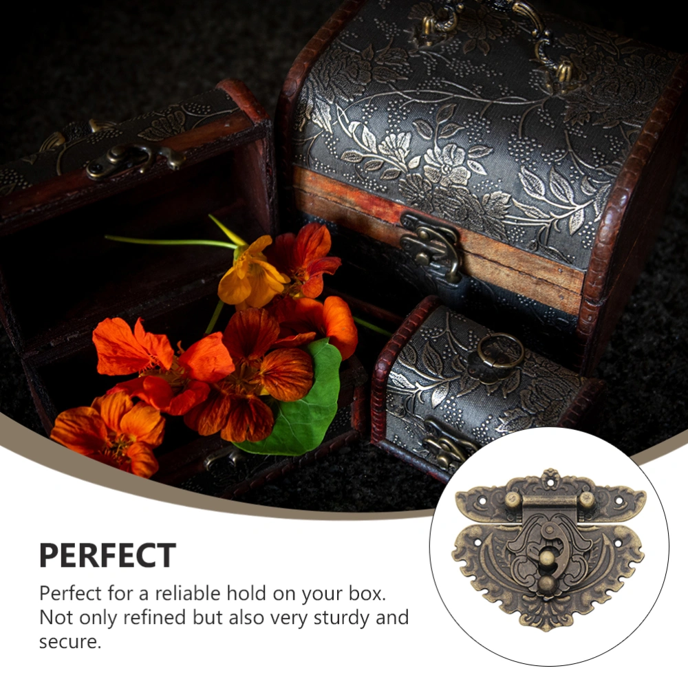 2Pcs Antique Jewelry Box Panel Buckle Gift Box Lock Box Hook Lock (Bronze)