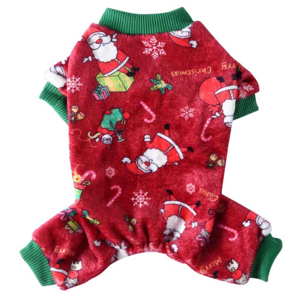 1PC Christmas Pet Clothes Four-legged Fleece Clothes Christmas Dog Clothes