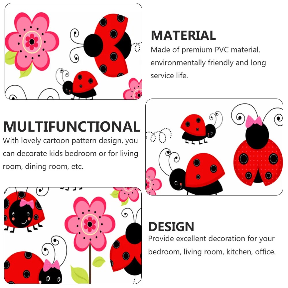 1Pc Cartoon Ladybird Pattern Sticker Removable Kids Room Kindergarten Wall Decal