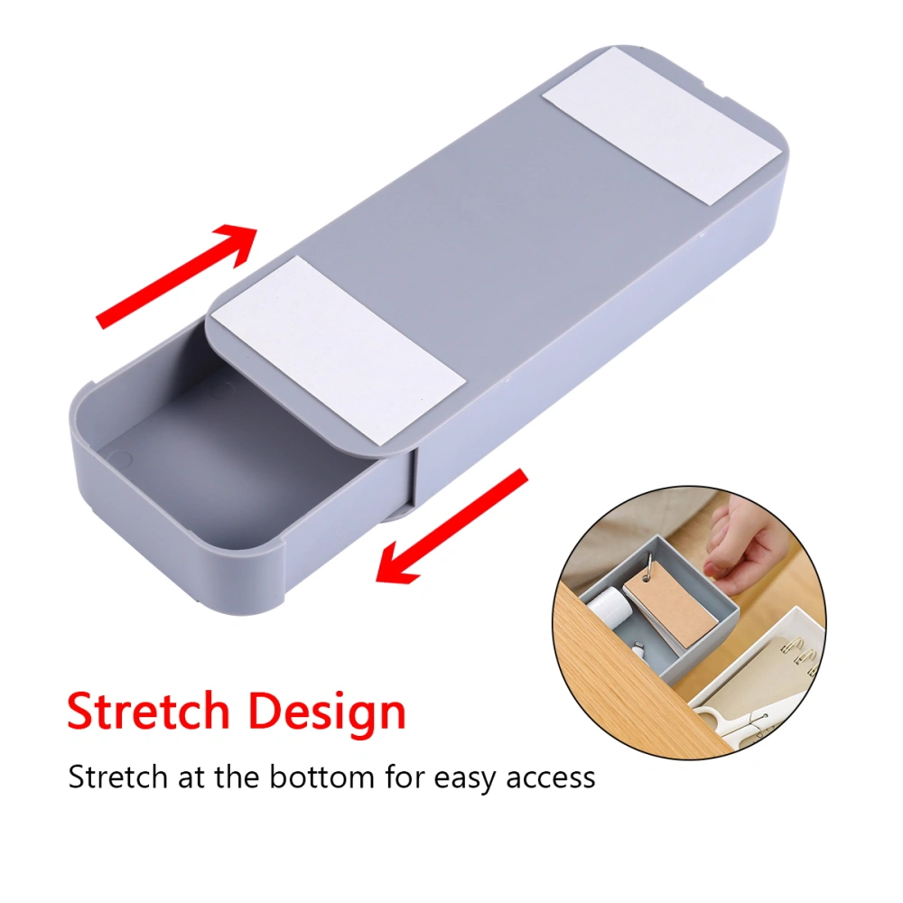 1pc Plastic ABS Drawer Style Storage Box Hidden Adhesive Pen Box Under Table Desk Organizer(Grey)