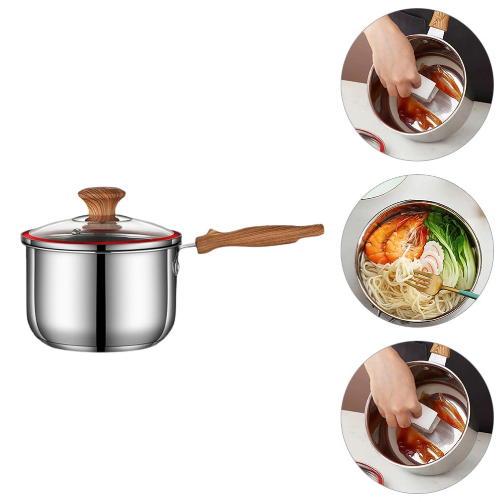 Kitchen Milk Stockpot Multi-purpose Pot Children Food Cooking Pot with Wood Handle