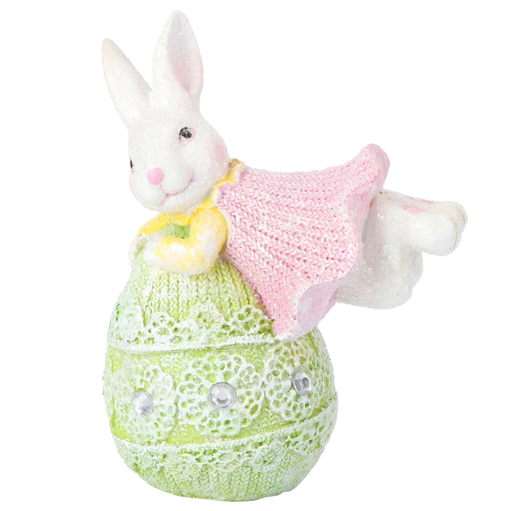 1pc Lovely Resin Rabbit Easter Rabbit Ornament Room Layout Decoration (Pink)