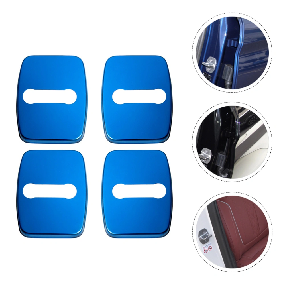 4pcs Door Lock Buckle Cover Case Stainless Steel Car Lock Cover Random Color