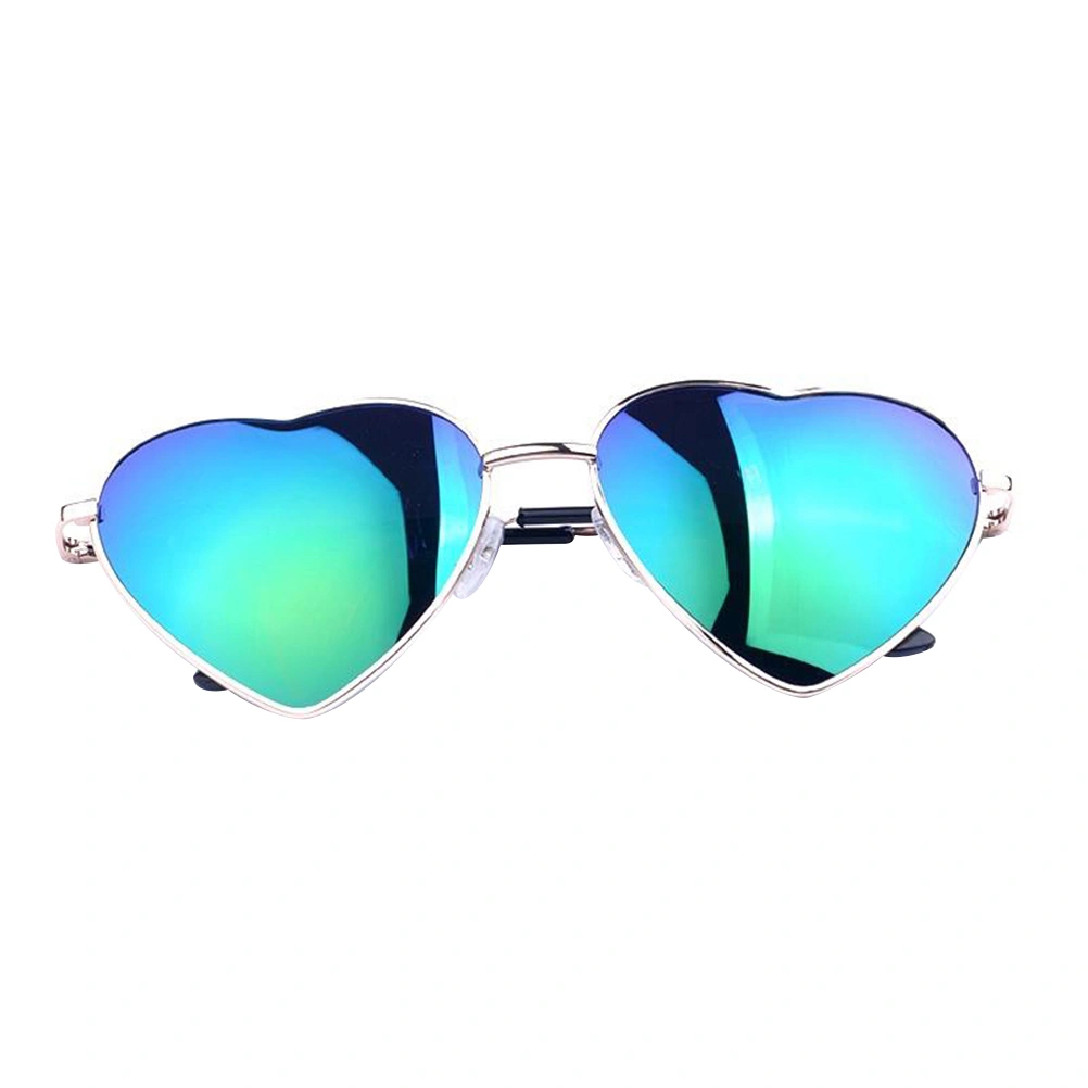 Women Retro Thin Metal Heart Frame Sunglasses Vintage Cupid Heartshape Sunglasses - Green