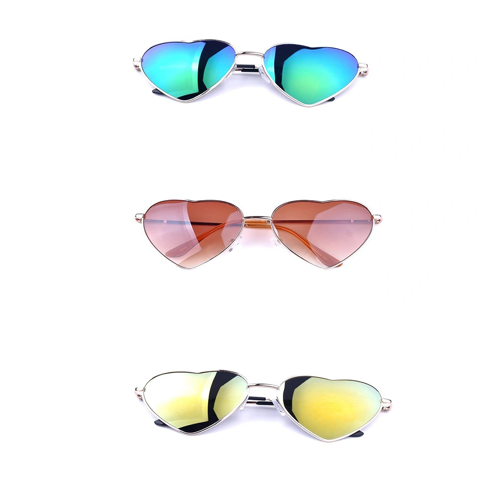 Women Retro Thin Metal Heart Frame Sunglasses Vintage Cupid Heartshape Sunglasses - Green