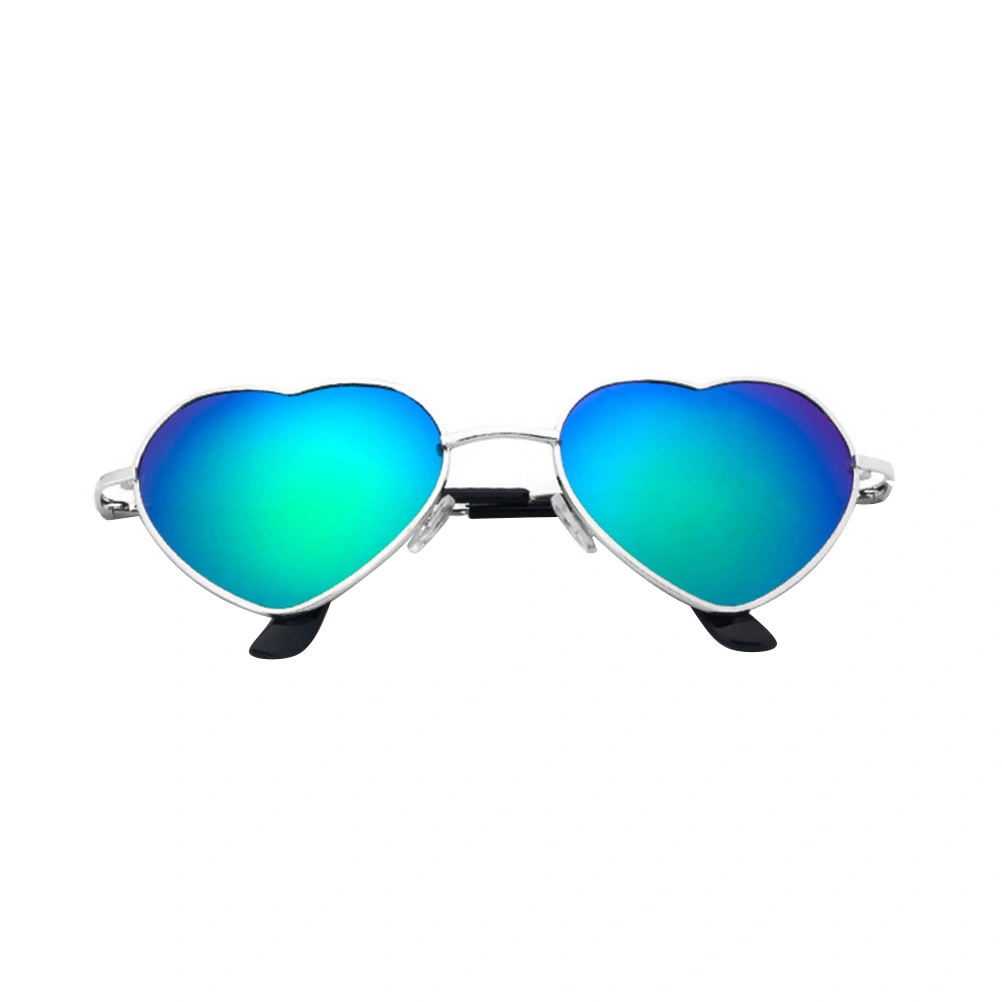 Women Retro Thin Metal Heart Frame Sunglasses Vintage Cupid Heartshape Sunglasses - Green