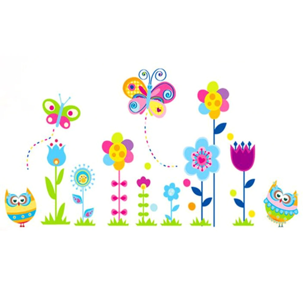 Owl and Flowers Wall Stickers Removable Art Murals Wall Decals for Kids Bedroom Living Room