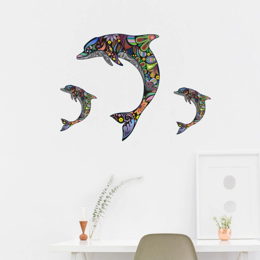 Abstract Wall Sticker Dolphin Shape Wall Paste Creative Mandala Removable Wall Decal Door Wall Window Sticker for Bathroom