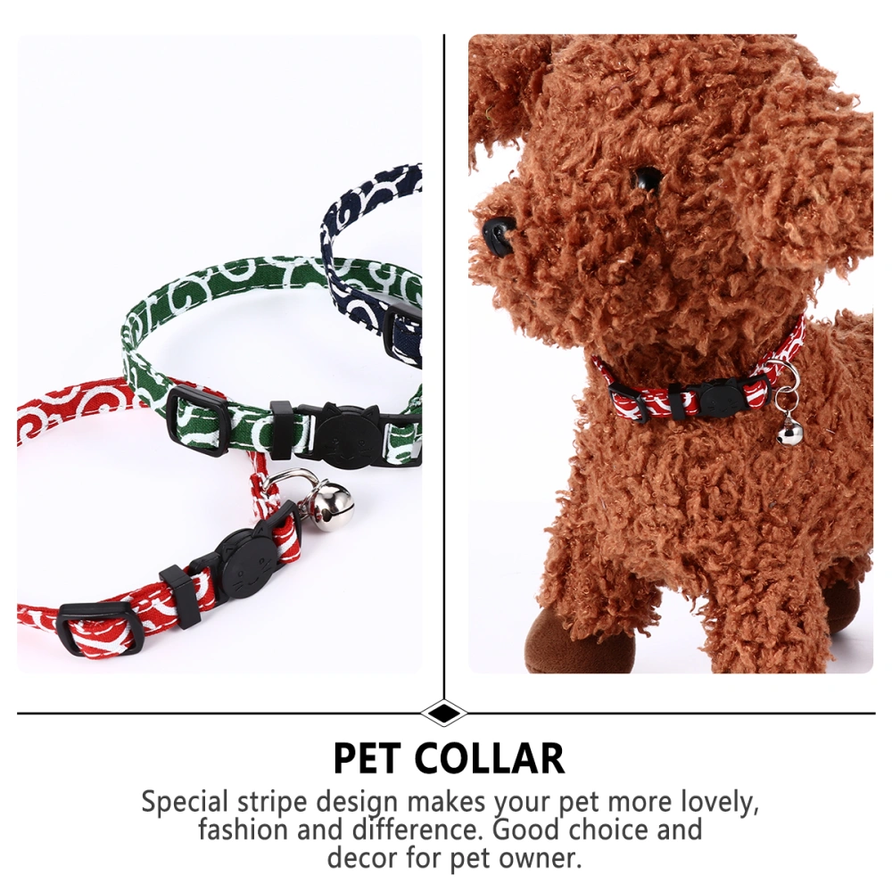 3pcs Colorful Cat Collar Stripe Pattern Pet Neck Chain Pet Decor Pet Supplies