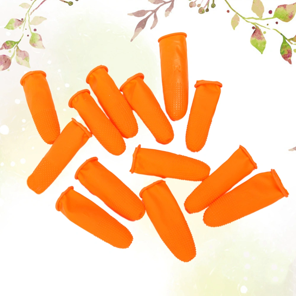 1 Set of Disposable Finger Cover Thicken Latex Finger Protective Cover Anti-Skid Fingertip Cover Size L Orange (300G)