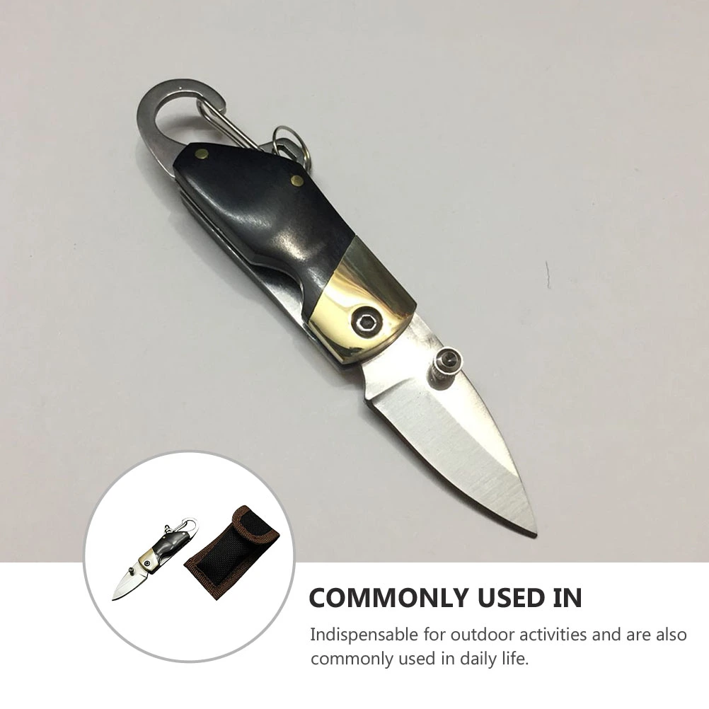 1 Set Stainless Steel Folding Cutter Key Chain Cutter Hunting Outdoor Supplies