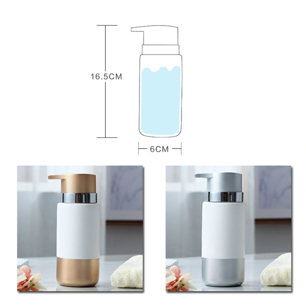 Empty Ceramics Pump Bottle Lotion Dispenser Multipurpose Bottle Refillable Container for Shampoo Lotion Liquid Soap Hand Sanitizer (Silver)