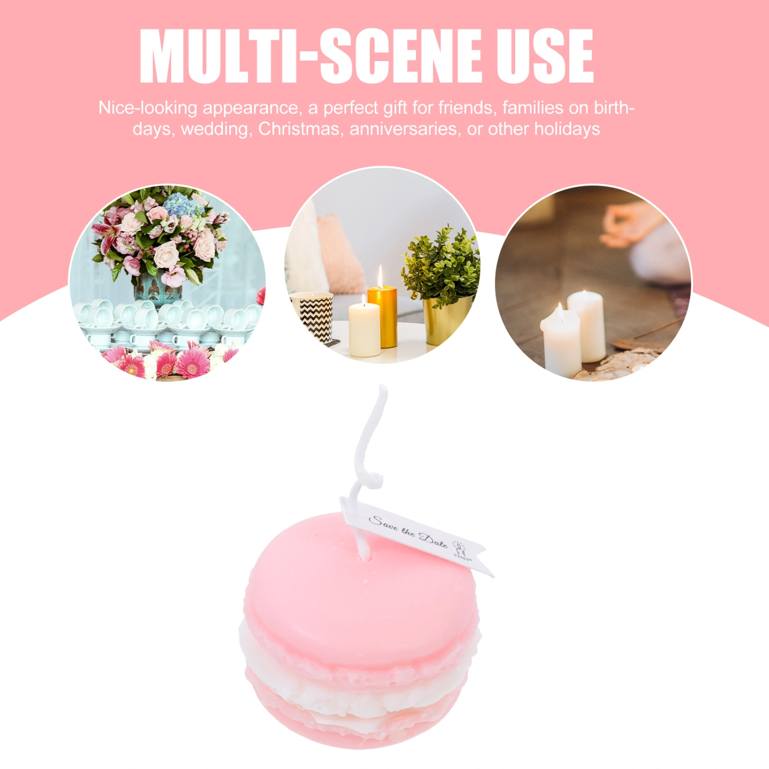 2pcs Macaron Shaped Scented Candle Decorative Candle Dessert Theme Candles