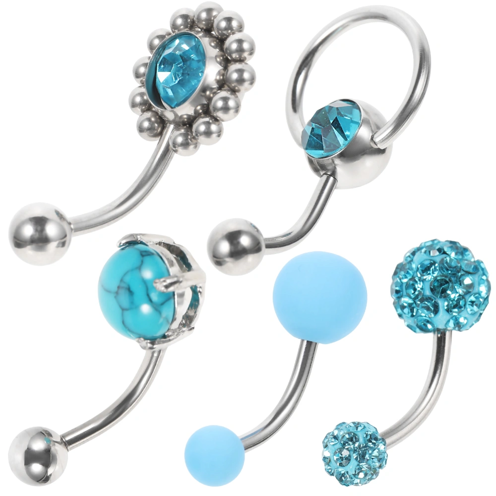 5pcs Belly Button Rings Belly Button Nails Navel Piercing Rings Women Body Jewelries