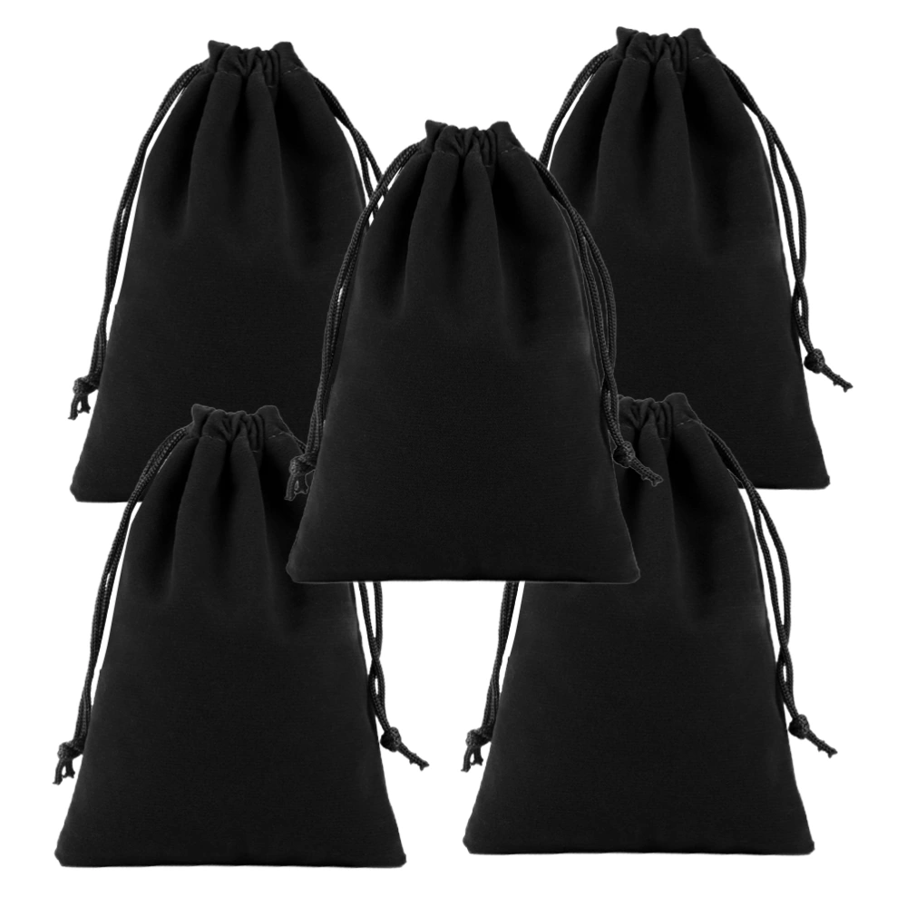 5pcs Flannel Drawstring Bag Storage Bag Electric Hair Dryer Pouch Multifunction Lint Drawstring Pouch for Storage Use (Black 25x30 cm Black)