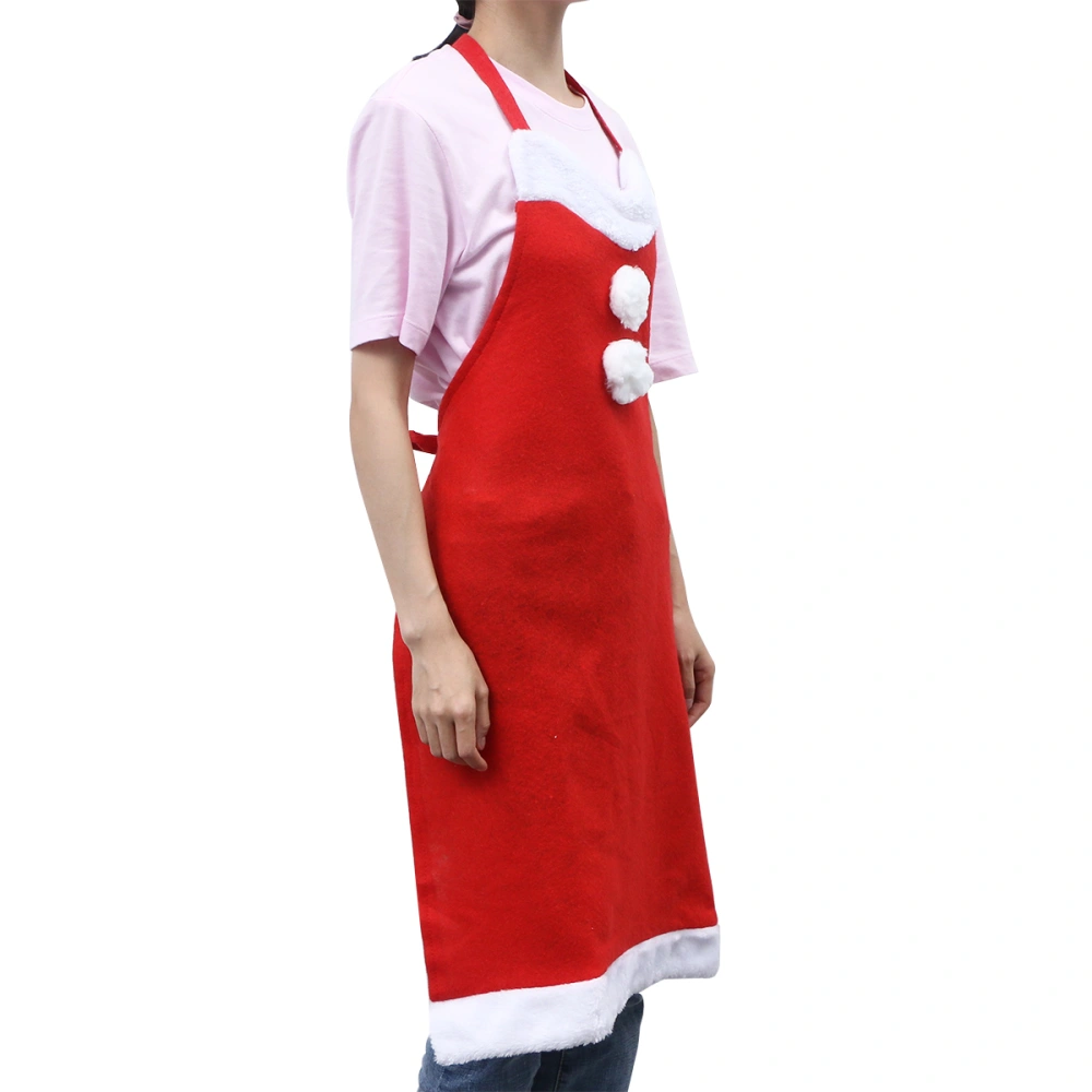 Christmas Aprons Decorative Fluffy Apron Kitchen Supplies Festive Party Decor for Restaurant Home Cooking Baking (Red+White)