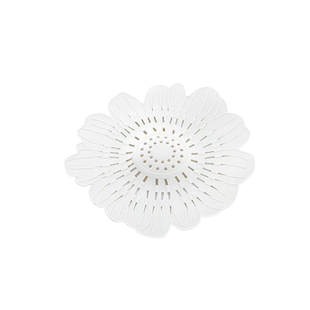 Flower Silicone Sink Drain Filter Bathtub Hair Catcher Stopper Trapper Drain Hole Filter Strainer for Bathroom Kitchen (White)