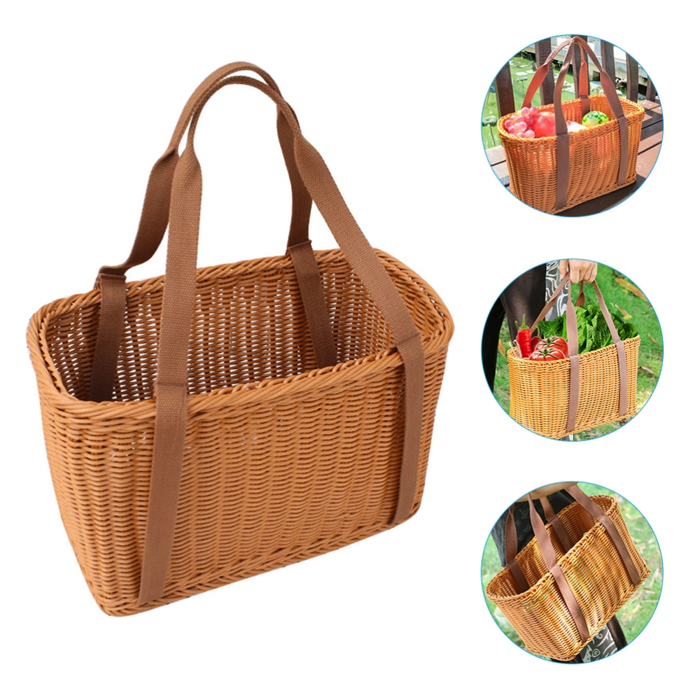 Hand-Woven Basket Handmade Handle Bag Creative Storage Holder Portable Container Basket for Kitchen