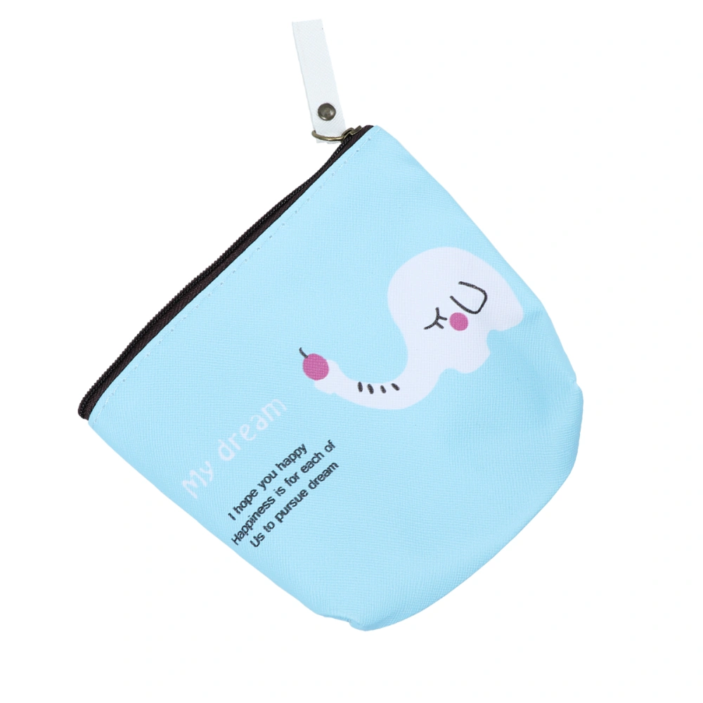 Creative Animal Coin Purse Small Portable Storage Bag Wallet Pocket Zipper Bag Sundries Storage Organizer (Sky-blue Elephant)