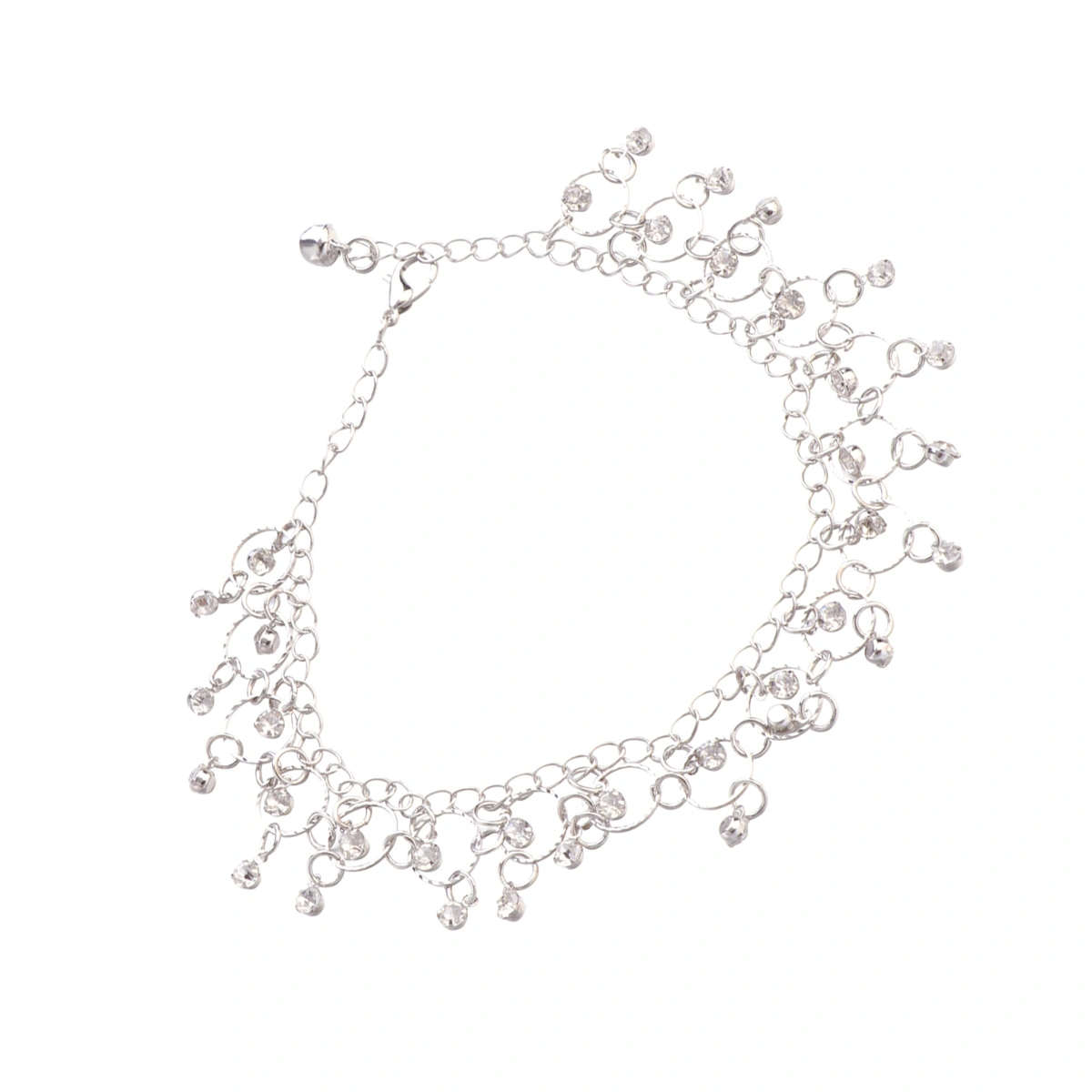 1pc Anklets Women Beach Anklets Chain Rhinestone Tassel Foot Chain for Beach Yoga Dance (Silver)