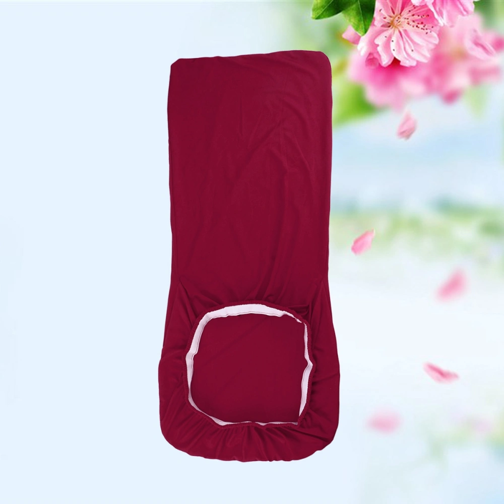 6pcs Polyester Elastic Half-cover Pure Color Chair Cover Strong Elastic Removable Hotel Party Office Stretch Seat Protective Case(Wine Red)