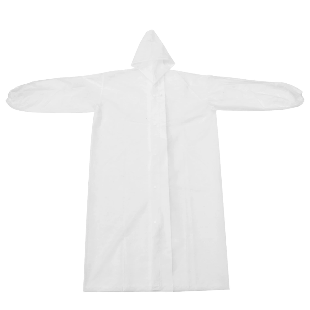 Reusable Raincoat Matte EVA Rain Poncho Outdoor Waterproof Raincoat Outdoor Rainwear for Adults (with Elastic Cuff, White)