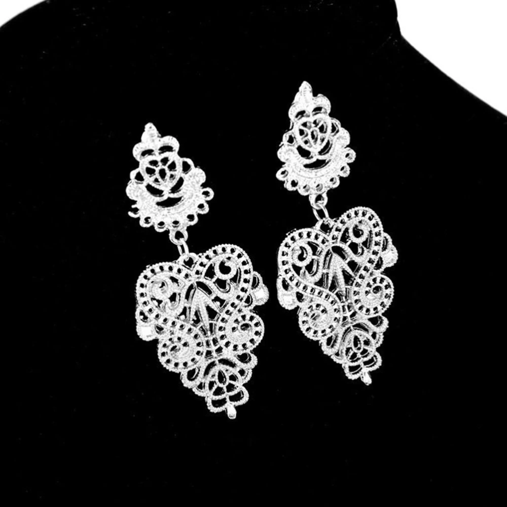 Earrings All-match Bohemian Pierced Cool Exaggerate Stylish Elegant Vintage Irregular Earrings for Women (Silver)