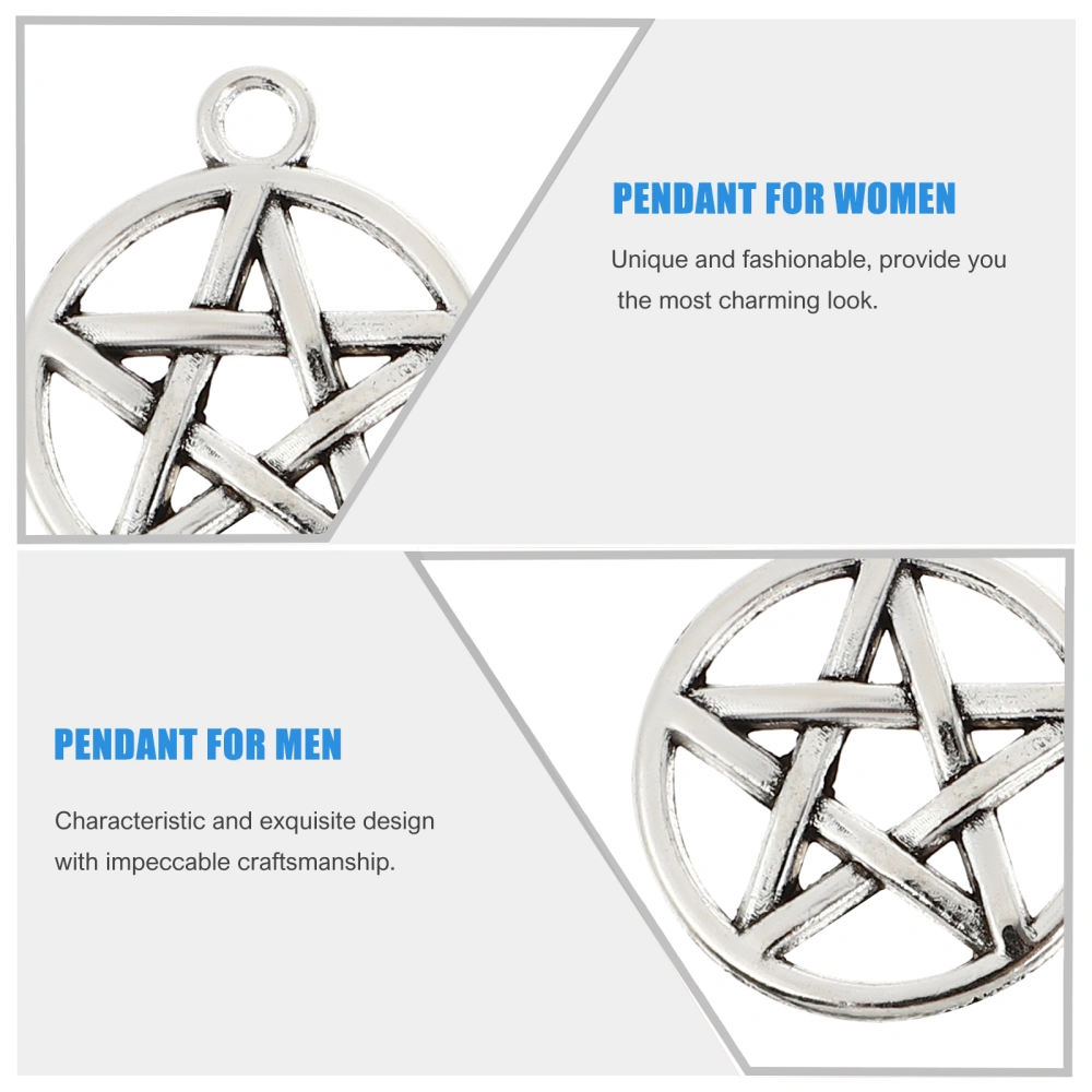 50PCS Silver Tone Pentagram Charms Pendants Unisex Pendant (Silver)