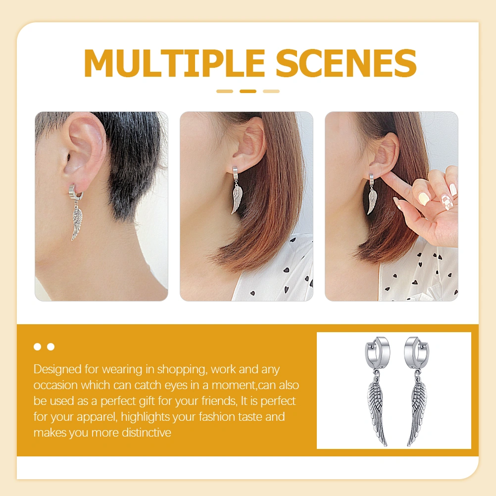 1 Pair Wing Earrings Hoops Earrings Dangle Earrings Punk Earrings for Women Men Teens