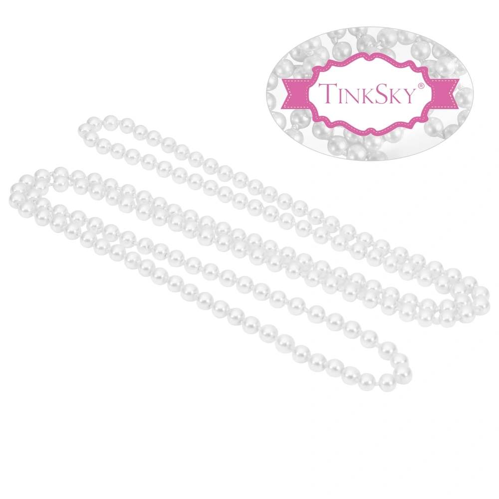 TINKSKY 1.5M Fashion Faux Pearls Necklace Long Pearl Necklace for Women Costume Party (White)