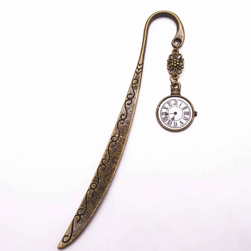2pcs Funny Clock Metal Bookmarks Vintage Retro Tower Book Marker Paper Clips for Kids Gift Stationery Student Gift(Golden)
