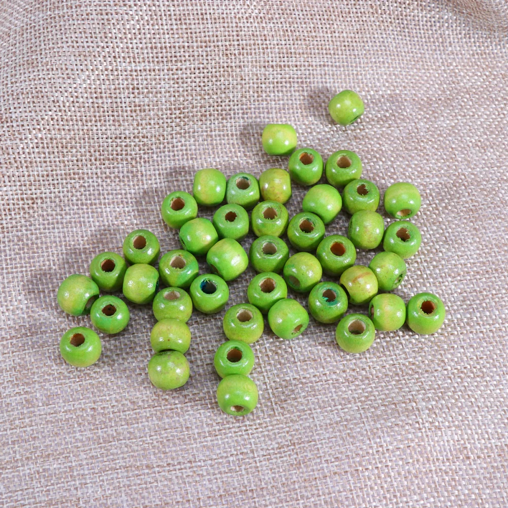 100pcs 10mm DIY Manual Dream Catcher Wooden Beads Accessories Round Handmade Crafts Tool Beads Accessories Loose Spacer Light Green