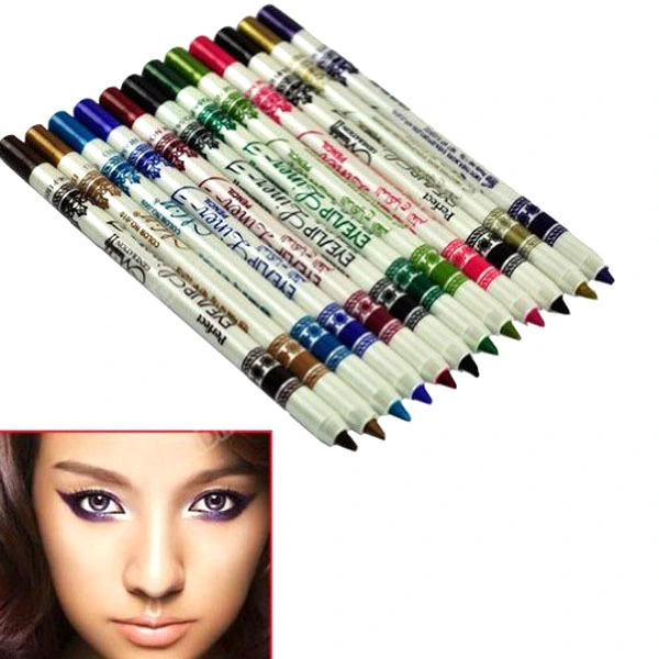 12 Colors Waterproof Glitter Lip Eyebrow Eyeliner Lip Liner Pencil Cosmetic Makeup Beauty Set