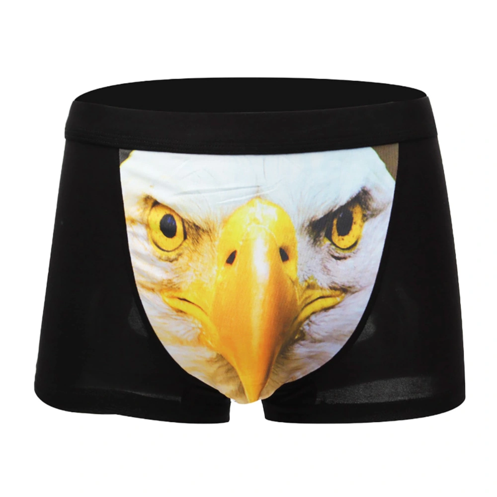 Men's Sexy 3D Eagle Head Animal Underwear Briefs Stretch Modal Underpants Size XL (Black)