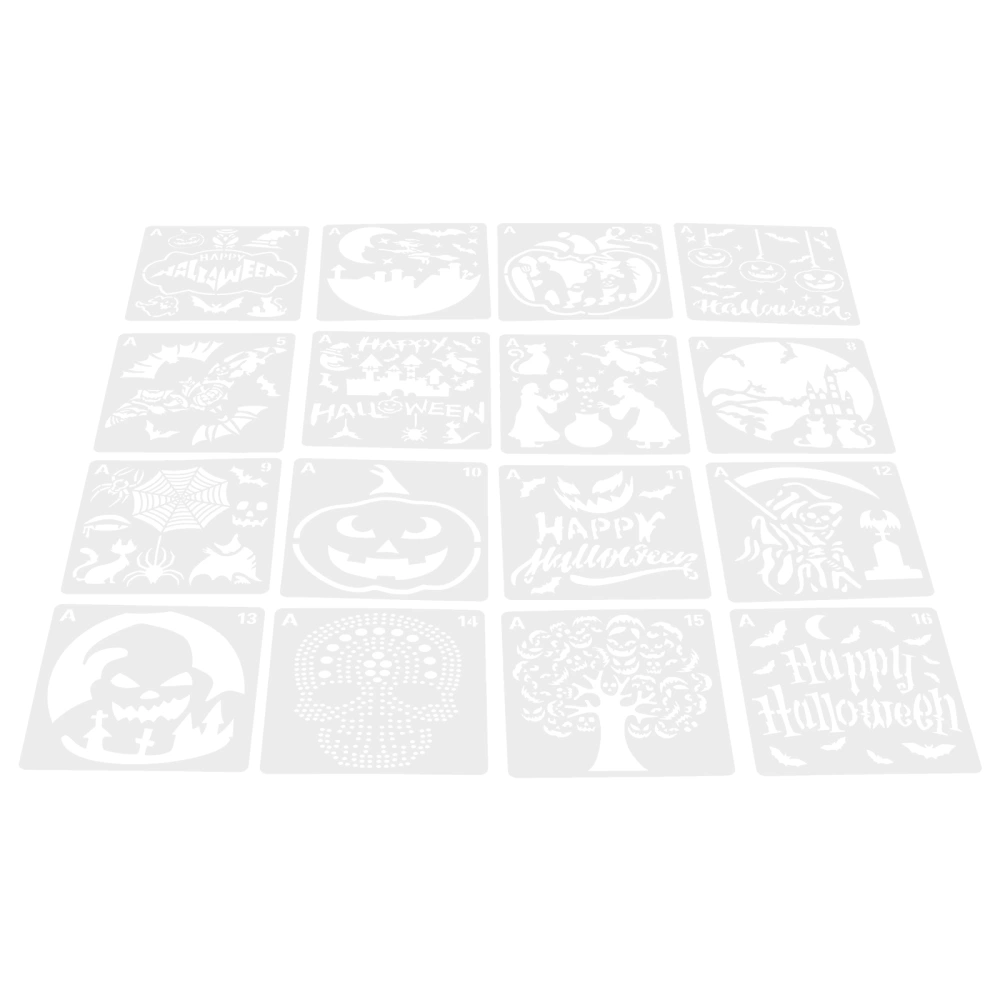 16 Sheets of Household Spray Stencils Decorative Printing Stencils Delicate Halloween Stencils