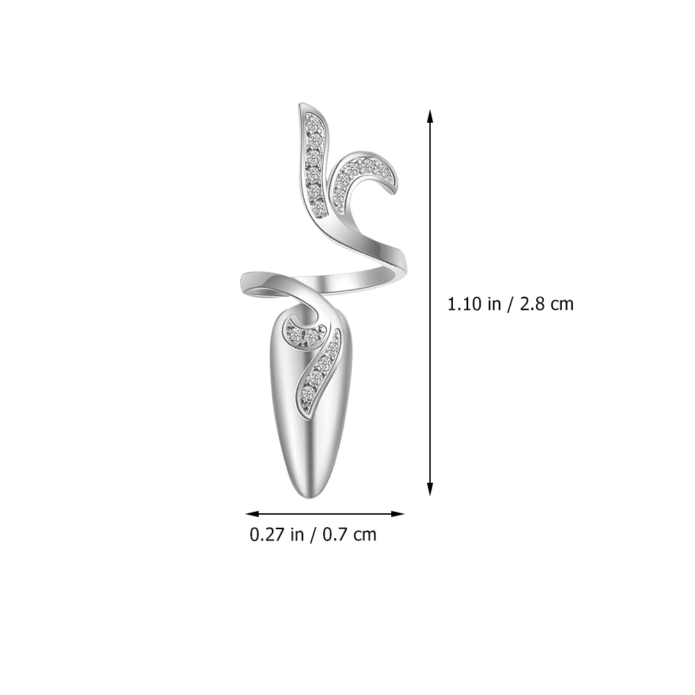4Pcs Open Fingernail Rings Women Nail Decorative Rings Rhinestone Alloy Rings