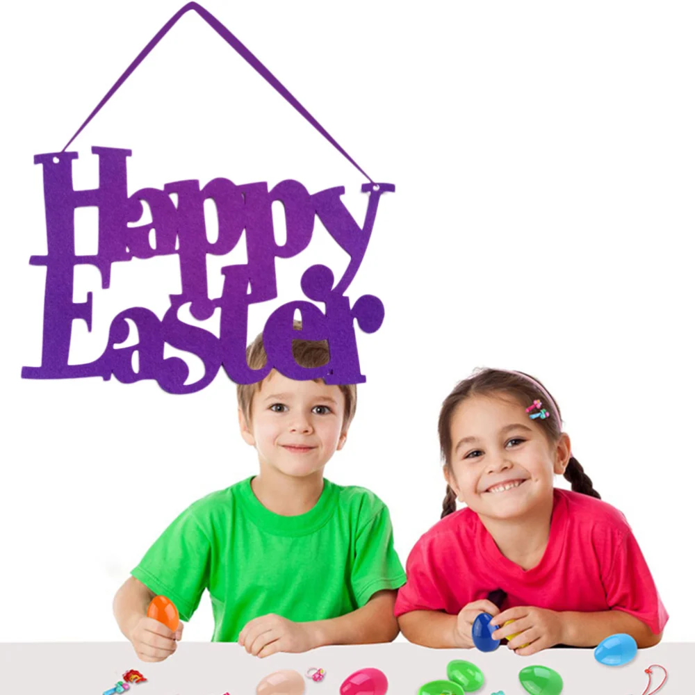 Happy Easter Hanging Drop Creative Beautiful Nonwovens Hanging Decor for Home Store Office (Purple)